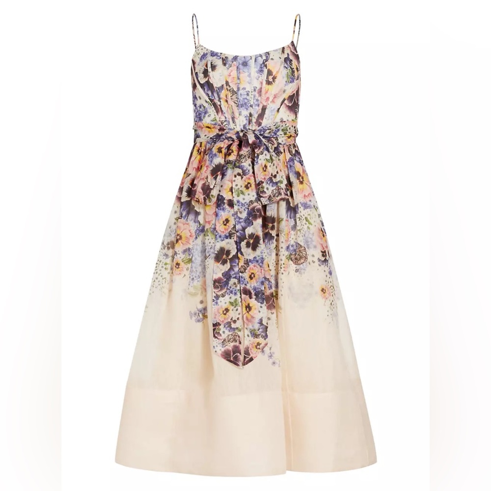 NWT ZIMMERMANN Tama Belted Floral Midi-Dress Size Zimm 2 - Picture 6 of 14